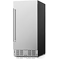 Feelfunn 15 Inch Under Counter Beverage Refrigerator - 126 Cans Beverage Fridge with Stainless Steel Door for Beer Wine Soda - Built-in or Freestanding Wine Cooler for Home Kitchen Bar Outdoor