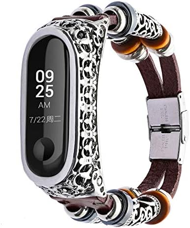 Barthylomo Xiaomi Mi Band 3 Leather Wristband Band + Metal Case Watch Replacement Band Watch Bracelet Watches Accessories
