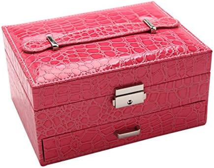 Art Kim Exquisite Jewelry Box Crocodile Pattern Organizer Storage Case Lockable with Mirror