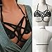 COSYOU Women Harness Elastic Cupless Cage Bra Hollow Out Strappy Crop Top Black M