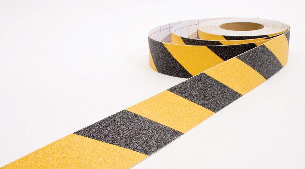 COBA Europe GF010702 50 mm x 18.3 m Gripfoot Anti-Slip Hazard Safety Grit Tape - Black/Yellow
