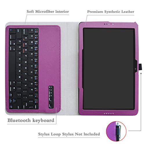 AT&T Primetime Tablet Bluetooth Keyboard Case,Mama Mouth Slim Stand PU Leather Cover With Romovable Bluetooth Keyboard For 10" AT&T Primetime Tablet,Purple