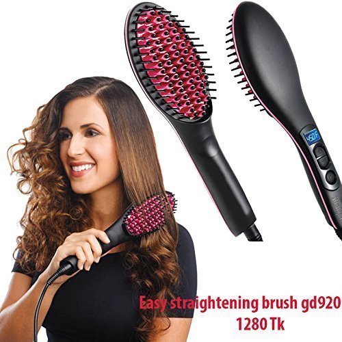 Basic Deal Straight Artifact Ceramic Electronic Hair Straightening Brush Machine (Red and Black)