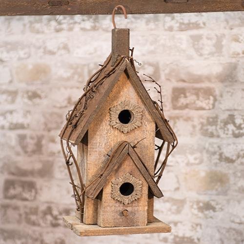 Rustic Country Birdhouse w/Embossed Tin Roof Unique