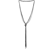 COOLSTEELANDBEYOND Chic Lariat Necklace Tassel Pendant with Rhinestones, Multi-strand Long Chains Y-Shape