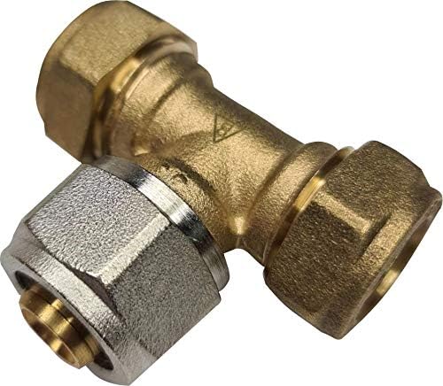 Wärmer System Brass Reducing Tee, 15mm Copper to 16mm Multilayer Pipe Compression Fitting