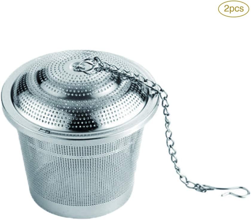 MOLFUJ Tea Infuser,Stainless Steel Barrel Type Convenient Chain Hook Filter Ball,Travel/Office/Home,Raw Particles Coffee/Spice/Hot Pot Seasoning,2pcs,S
