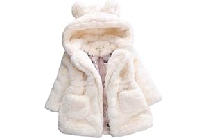 WEONEDREAM Toddler Girls Winter Fleece Coat Kids Hooded Faux Fur Jacket Baby Warm Outwear