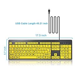 TANIX Large Print Computer Keyboard Wired USB