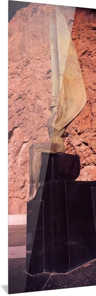 GREATBIGCANVAS Statue at a Dam Boulder City Hoover Dam Arizona Nevada High Definition Acrylic Wall Art Print.