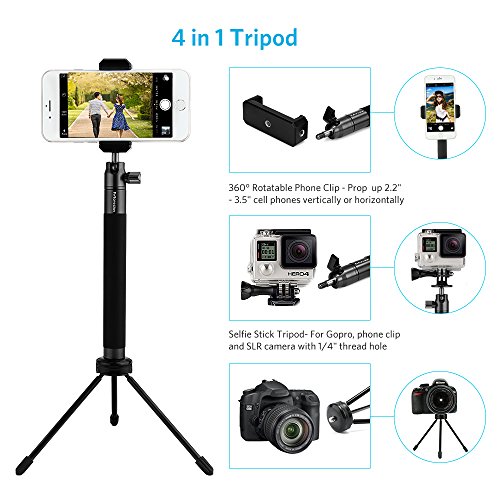 Moreslan Selfie Stick Tripod Stand with Bluetooth Remote Foldable Extendable Monopod for Gopro/Camera/iPhone 8/iPhone 8 Plus/iPhone X/iPhone 7/iPhone 7 Plus / Galaxy Note 8/S8/S8 Plus (Black)