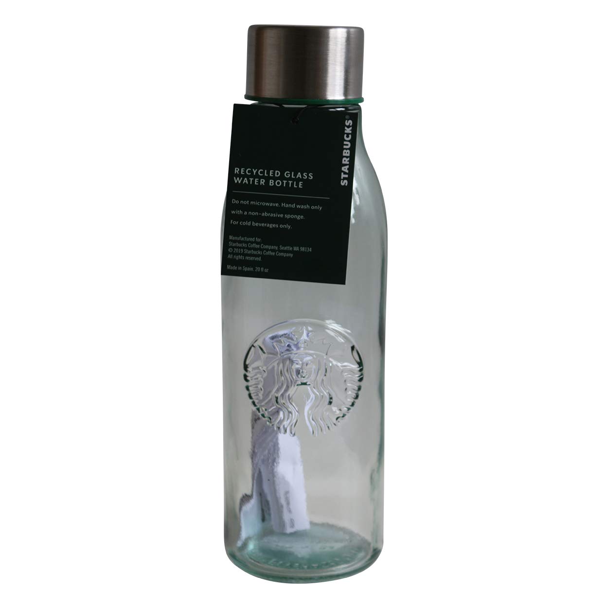 Starbucks Coffee Water Bottle Cold Drinks Recycled Glass 20 oz / 591 ml