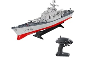 GoolRC Remote Control Warship RC Military Battleship, 1:390 Scale Remote Control Boat for Lakes and Rivers, 2.4GHz RC Armed Cruiser Boat Model with Low Battery Alarm for Adults