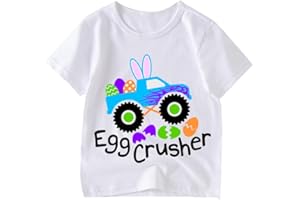XFSJGNA Kids Easter Shirt Boys Girls Eggs Hunts Tractor Monster Truck Graphic Tees Toddler Easter Bunny Short Sleeve T-Shirt Top