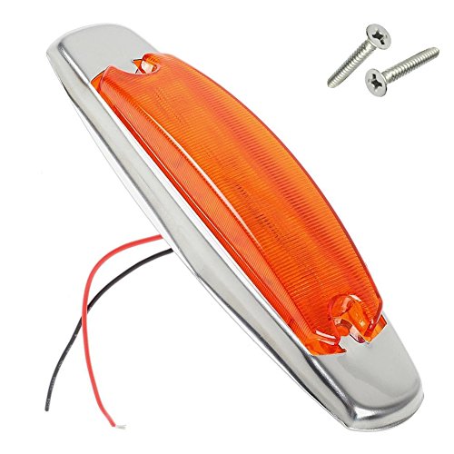 NEW SUN 2pc LED Trailer Side Marker Lights Amber Clearance Lamp w/Bezel - 12 Diodes - Thumbnail 2
