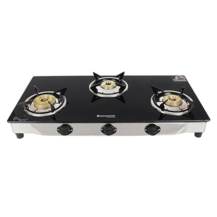 Wonderchef Brass 3 Burners Gas Stove, Black (63152639)