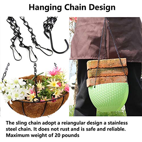 Hanging Basket Chains 3 Leads 6 Pack, 22 Inches Flower Pot Chain Hooks