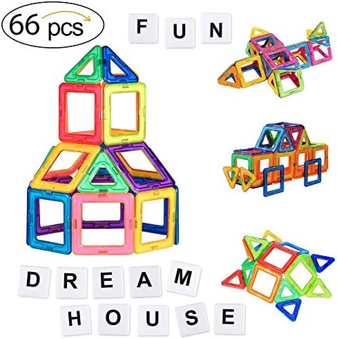 Kearui Toys for 3-12 Year Old Boys Girls, 66Pcs Magnetic Building Blocks Toys Educational Magnetic Tiles Set, Gift for 3-8 Year Old Girl and Boy