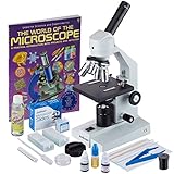 AmScope M500C-SP14-CLS-50P100S-WM 40x-2500x Advanced Home School Compound Microscope with Slide Preparation Kit and Book
