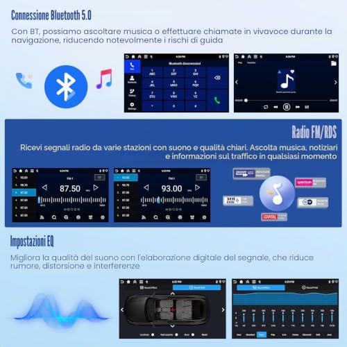 [4G+128G]Inefala Android 15 Car Radio for Fiat 500 2007-2015 with Wireless Carplay Android Car, 7 Inch Touchscreen Stereo Bluetooth Car Stereo with GPS Navigation WiFi RDS/FM SWC Rearview Camera Mic
