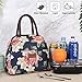 Buringer Reusable Insulated Lunch Bag Cooler Tote Box with Front Pocket Zipper Closure for Woman Man Work Picnic or Travel (Red Flowers)