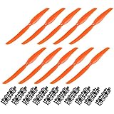 uxcell RC Propellers CW 1060 10x6 Inch 2-Vane Fixed-Wing for Airplane Toy, Nylon Orange 10pcs with Adapter Rings