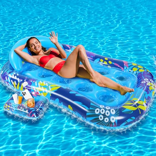 Subtail Pool Mat – Inflatable Pool Mat with Removable Cup Holder – Pool Floats – Inflatable Swimming Pool Mats for Adults – Beach Mat – Inflatable Inflatable Mattress