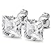 Jstyle 6 Pairs Stainless Steel Mens Womens Stud Earrings Square Cubic Zirconia Hypoallergenic
