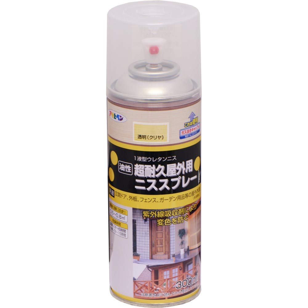 アサヒペン 屋外用ニススプレー 300ML 透明(クリヤ)商品画像