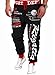 TM Men's Casual Letter Pattern Tether Waist Pants Long Sweatpants