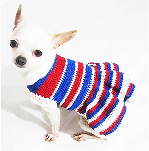 USA Patriotic Day Dog Costume 4th of July Chihuahua Dresses Pet Dog Clothes Handmade Dk950 Myknitt - Free Shipping
