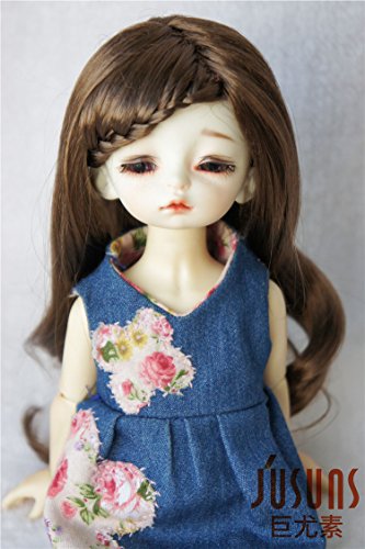 JD204 6-7inch(16-18cm) Mid Brown Lady braid curly BJD doll wigs 1/6 YOSD synthetic mohair wig BJD wigs 6-7 inch doll accessories