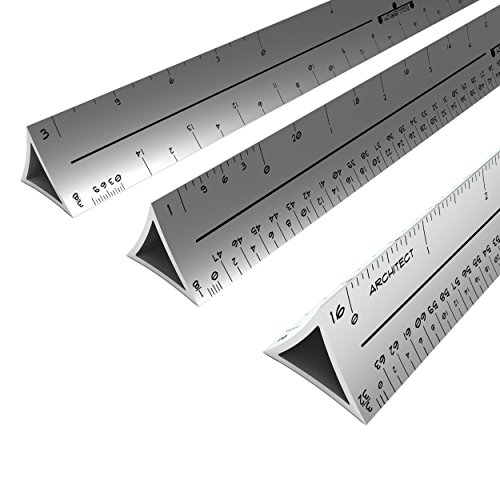 Equilibrium Architects Scale - 12 Inch Triangular Aluminum Drafting Scale Ruler in Common Imperial Units - Great Gift for Engineers Draftspeople Students and More (12" Imperial Units, Matte Aluminum) - Thumbnail 5
