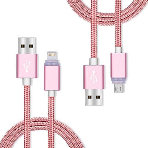 Eight Lemons iphone Charger,3.3 ft Nylon Braided Tangle-Free Powerline Lightning Cable with led light for iphone 7/ 7 plus/6/6S/6 Plus/6S Plus/5S (Pink)