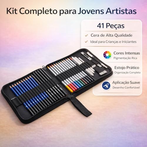 Conjunto Profissional De Lápis De Cor Para Desenho E Esboço Com 41 Unidades, Lápis De Cor Grafite, Ferramenta De Haste De Carvão, Estojo Lona com Zíper, Para Crianças Adultos, Adolescentes E Artistas