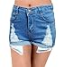 Women's Juniors Distressed Cut Off Ripped Jean Shorts High Waisted Denim Shorts (M, Denim Blue)