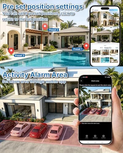 4G Solar Camera Outdoor, 3 Lens 3 Screen Surveillance CCTV Outdoor Camera for Home Security, V380 pro Human Detect Security Camera with Solar Panel, Motion Detection, PIR Alarm, Color Night Vision
