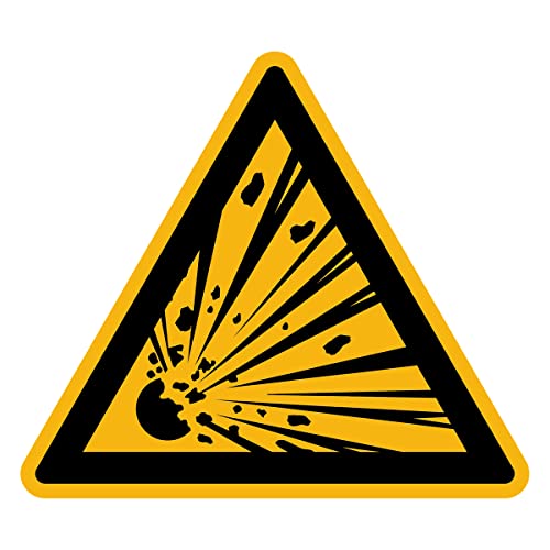Sticker Danger Warning Warning NF ISO7010 – zelfklevende driehoekige sticker gelamineerd waterdicht en uv-bestendig – explosieve materialen – 40 x 40 cm