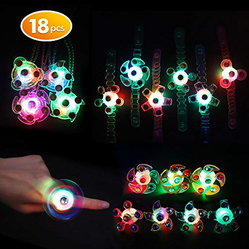 Balhvit 18 Pcs Glow in The Dark Party Supplies, Nontoxic & Safe Led Party Favors For Kids Prize(8 Spinner Rings, 6 Bracelets & 4 Necklaces with Diamond), Light Up Toys For Birthday Halloween Christmas - Thumbnail 7