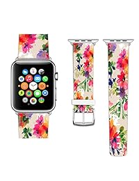 Apple Watch correa, reemplazo de correa correa de piel iWatch con cierre Metal Plateado 38 mm de Navidad para para Apple Watch Series 1 Series 2 38 mm   Árboles de Navidad festivo y nieve para 2017