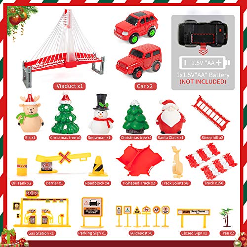 image for Lucky Doug Christmas Race Car Track Toys, 2 Cars and 1 Bridge with Li