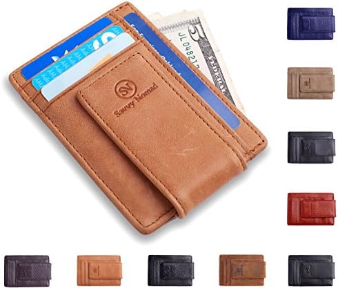 Money Clip Front Pocket Wallet Slim Minimalist RFID Blocking Leather Wallet with Strong Magnets