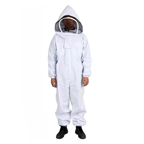 Andux Bienenzucht Schutzanzug Anti-Biene Ausrüstung Einteilige Imker-Anzug mit Schleier Hood Set YFF-01