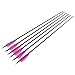 Huntingdoor 32-inch Carbon Arrows with 4-inch Feather Fletching Replaceable Points Hunting Arrows Targeting Arrows Spine 400 for Recurve Bow Longbow Hunting Bow(Pack of 6) (Pink)