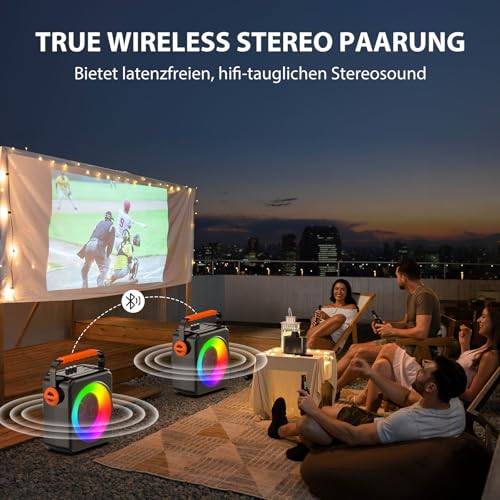 JYX Karaoke with 2 Microphones, Portable Bluetooth 5.3 Karaoke Speaker with 2 Wireless Microphones for Adults, PA System with Echo Adjustment, Supports TWS/TF Card/USB/AUX/Live