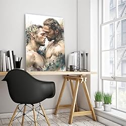 HMLZSJ Nude Muscle Male Torso Portrait Art Gay