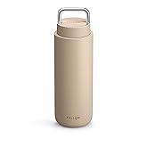 Fellow 32 oz Carter Carry Water Bottle - All-Day Hydration, Leak-Proof Lid, Vacuum Insulated Stainless Steel Tumbler,Keeps Heat for 12 Hours/Stays Cold for 24 Hours Dishwasher Safe - Sand Dune