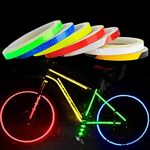 Reflective Tape 7 Roll Safety Tapes Warning Strip Self-Adhesive DIY Decoration Bicycle Wheel Rim Light Reflective Stickers Reflective Wheel Tape Decal Sticker for Bike, Car, Truck, Motorcycle - 8M - Thumbnail 3