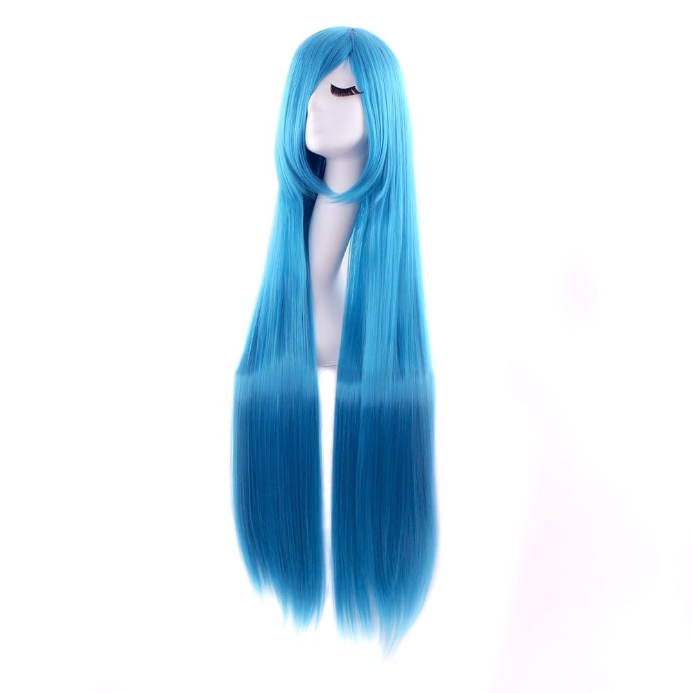 MapofBeauty 40" 100cm Anime Costume Long Straight Cosplay Wig Party Wig (Light Blue)