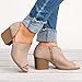 FISACE Women Slip On Fashion Vegan Suede Cut Out Peep Toe Chunky Block Stacked Low Heel Ankle Booties (9 B(M) US, Khaki)